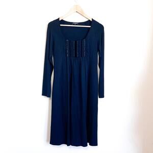 Attesa Womens Maternity Dress Size S Black Stretch Comfort Minimalist Midi Italy